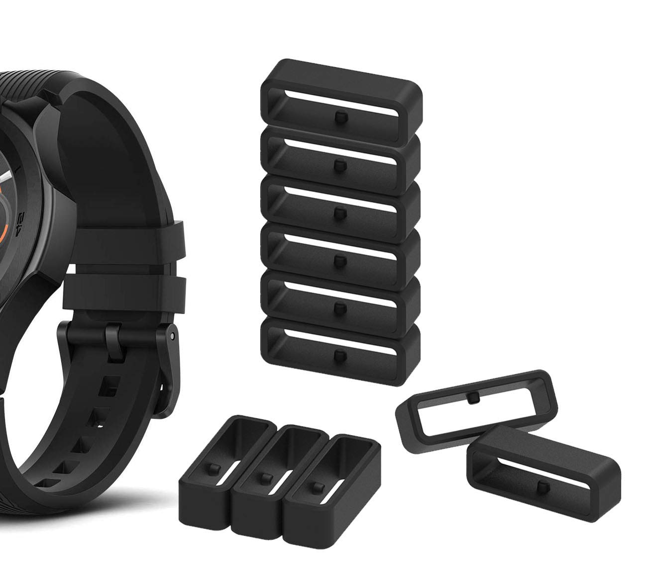 TenCloud Replacement Watch Strap Fastener, Loop Fastening Rings Silicone Security Loop Accessories Band Keeper Wristband Holder for 14mm 16mm 18mm 20mm 22mm 24mm 26mm 28mm Watch Strap (22mm)