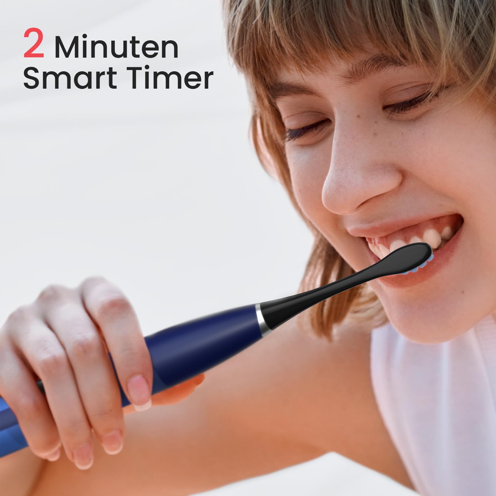 Oclean Elektrische Zahnbürste TravelGo Flow Gift Set, 180 Tage Akkulaufzeit Schallzahnbürste mit Reiseetui, 5 Modi Electric Toothbrush mit 6 Bürstenköpfen für Zahnreinigung, Zahnbürste mit USB, Blau 6