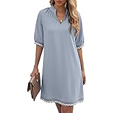 EVALESS Dresses for Women Casual V Neck Holiday Dress Loose Ruffle Wedding Guest Dresse 2026 Summer Dress with Pockets