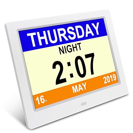 Senxingyan 8 Lcd Horloge Numerique Calendrier Avec Date Horloge Calendrier Avec Date Noir Horloge Pour Les Seniors Cest Pour Les Parents Horloge Alzheimer Jour Et Heure