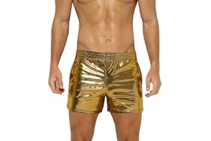 ABAFIP Men Holographic Shiny Metallic Swim Boxer Briefs Trunks Shorts Hot Pants Bikini Swimsuit Stage Clubwear