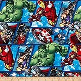Marvel Avengers Assemble Avenger Grid Multi Fabric By The Yard