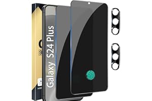 CWQZGUF [2+2 Pack] Galaxy S24 Plus Privacy Screen Protector, 2 Pack Privacy Tempered Film with 2 Pack Camera Lens Tempered Glass, High Clarity, Anti-Spy Protection for Samsung S24 Plus 5G Screen Protector
