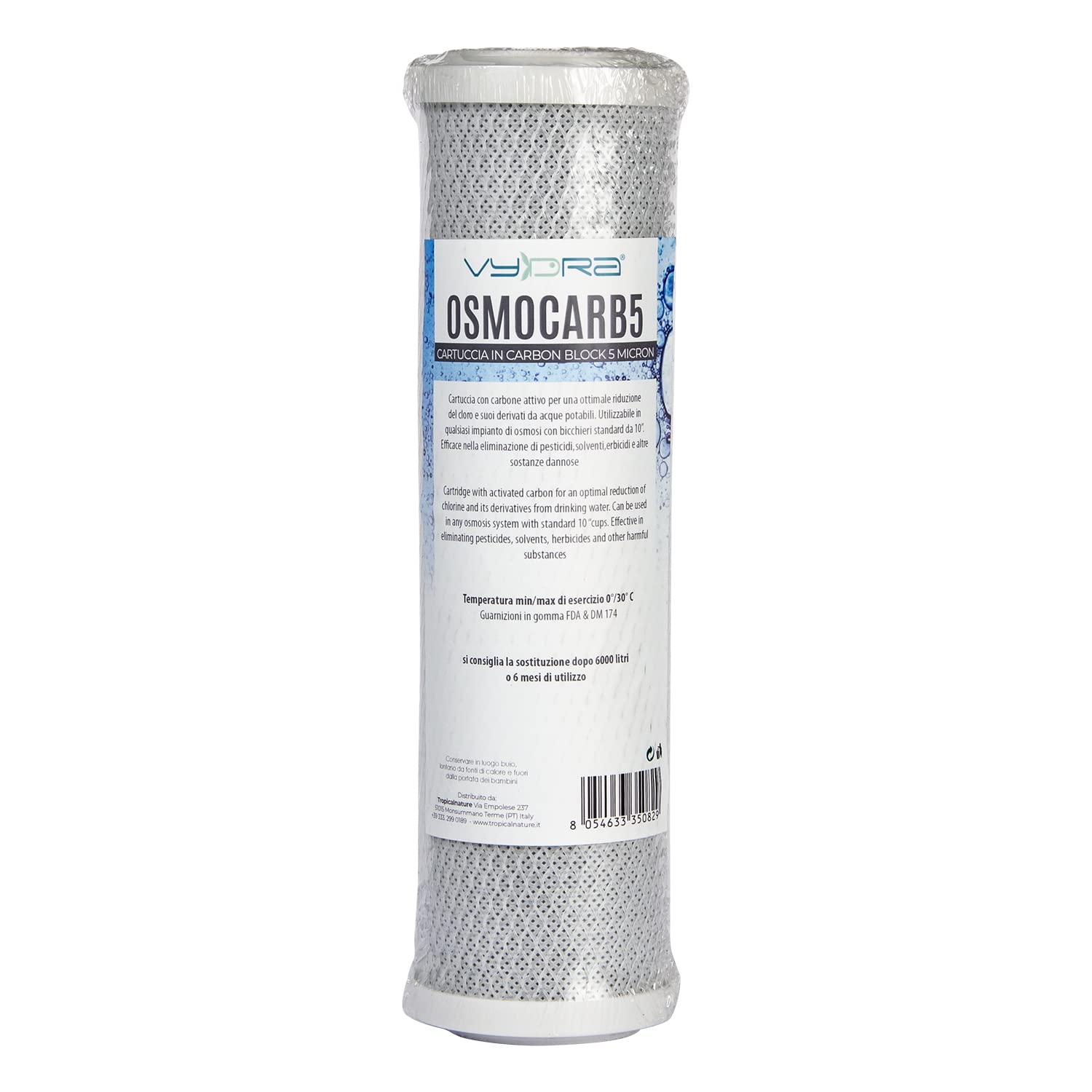 Vydra OSMOCARB5 Carbon Block Cartridge 5 Micron Reverse Osmosis Glass
