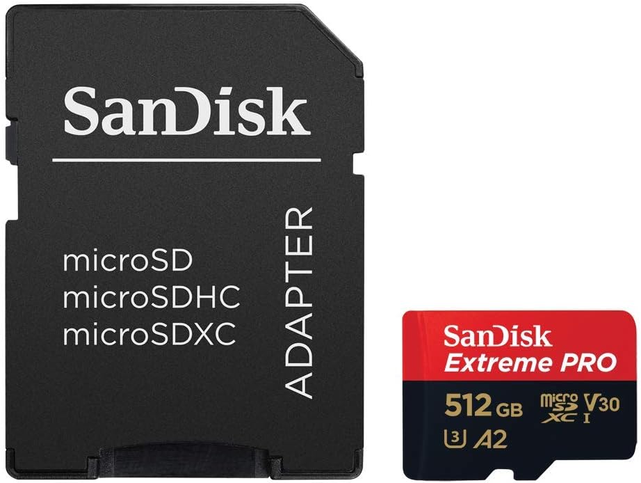 SanDisk Extreme Pro 512GB microSDXC Memory Card + SD Adapter U3 V30 A2