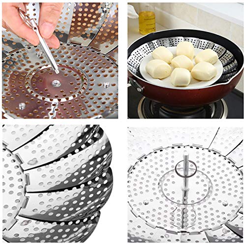 UltraOutlet 2 Packs Vegetable Steamer Baskets Stainless Steel Veggie Steamer Insert, Large and Standard Expandable Vegetable Steamer Trays