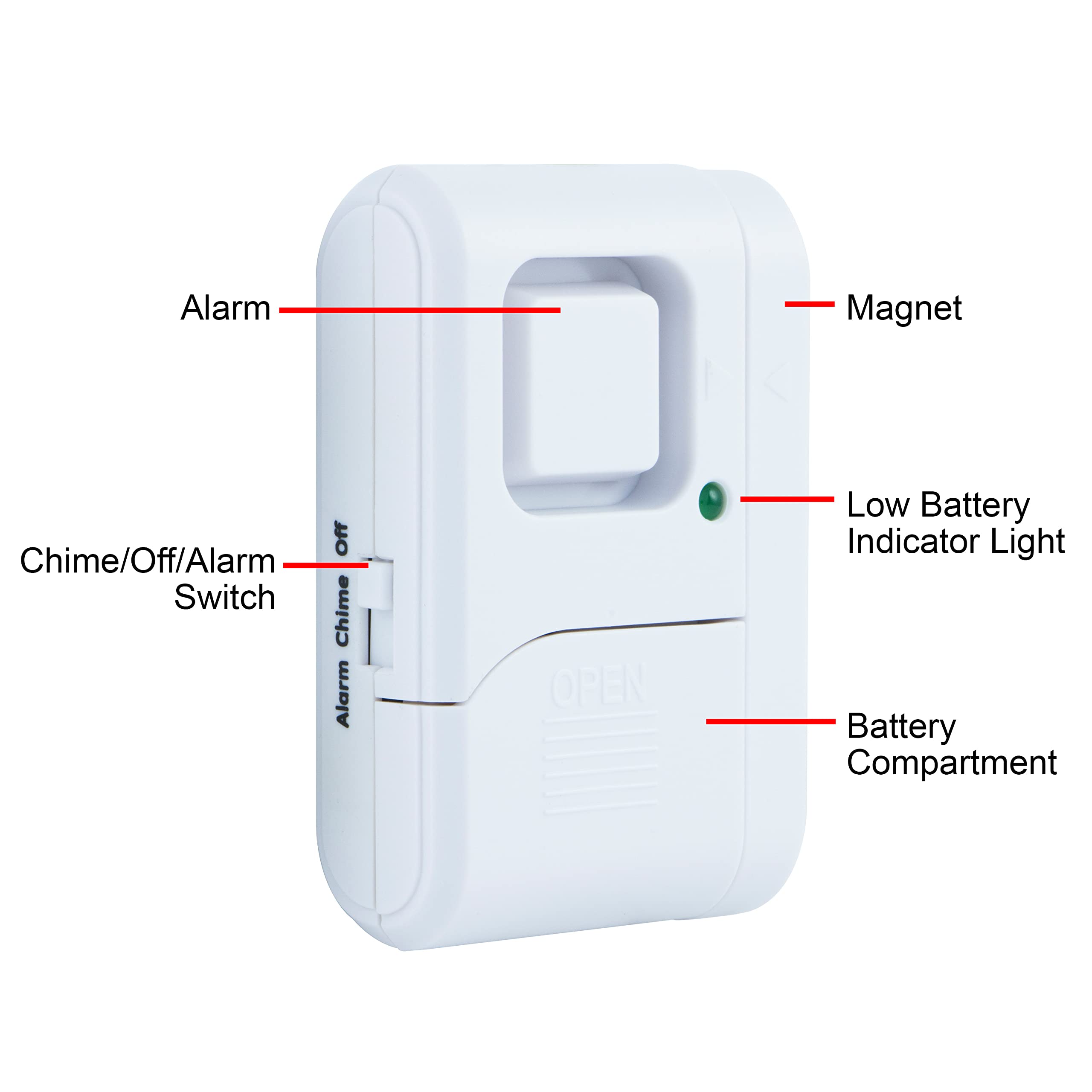 GE Personal Security Window and Door Alarm, 6 Pack, DIY Protection, Burglar Alert, Wireless Chime/Alarm, Easy Installation, Home Security, Ideal for Home, Garage, Apartment and More,White, 49721