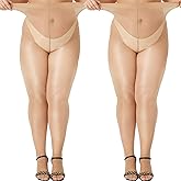 MANZI Women's Plus Size Shimmer Glossy Sheer Tights Seamless Shiny Silk reflections Pantyhose Oil Pearlescent Stockings