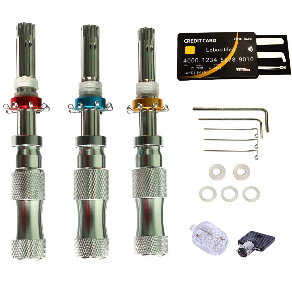 Loboo Idea Locksmith Tubular Lock Pick Set, Tubular Key Lock Pick Set Und Credit Card Lock Pick Tool , Transparent Tubular Lock Locksmith Traning Kits für Anfänger und Profi-Schlosser