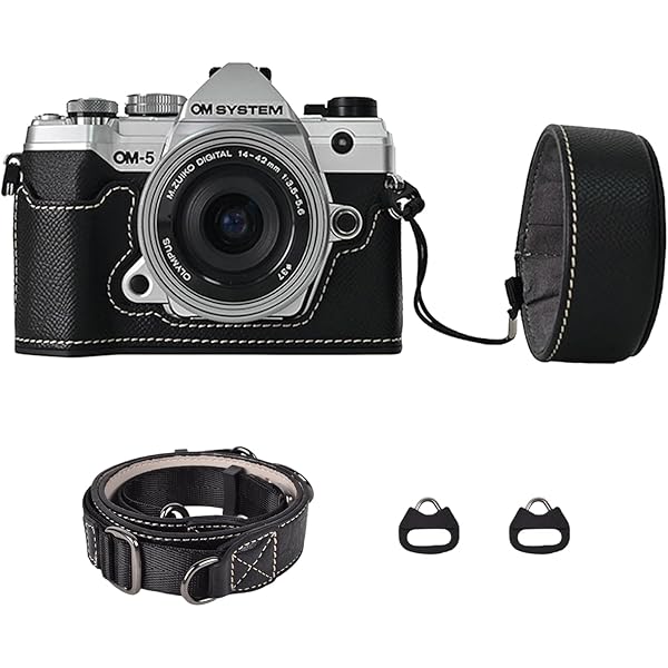 Amazon.com : Rieibi PU Leather Half Case for Olympus OM-5/Olympus