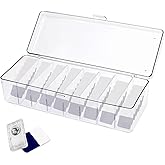 LELE LIFE Colored Contact Lens Organizer Case, 8 Grids Daily Contact Lens Dispenser, Clear Acrylic Storage Box for All Brands Cosmetic Contact Lenses and Disposable Eye Contacts