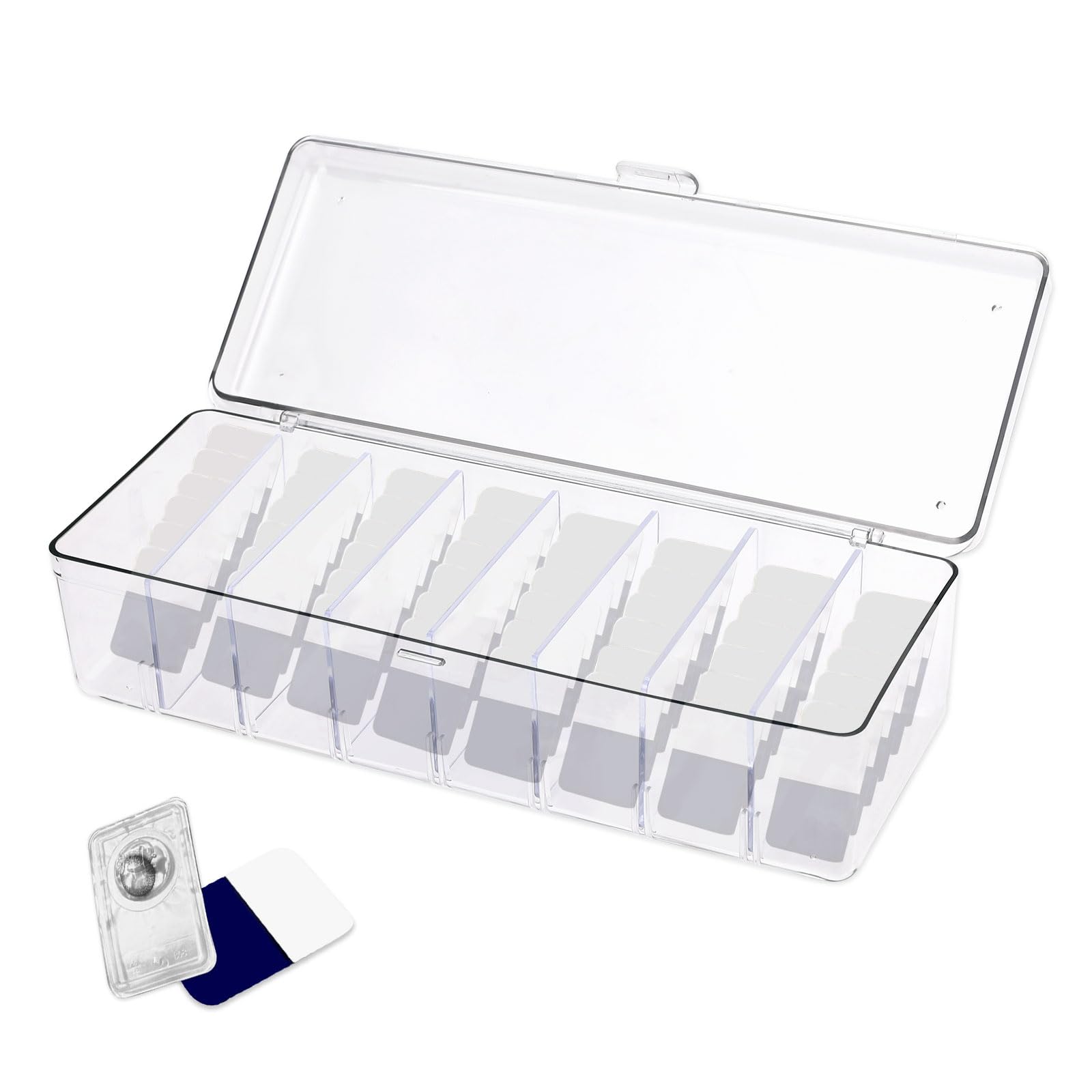 Photo 1 of LELE LIFE Colored Contact Lens Organizer Case, 8 Grids Daily Contact Lens Dispenser, Clear Acrylic Storage Box for All Brands Cosmetic Contact Lenses and Disposable Eye Contacts