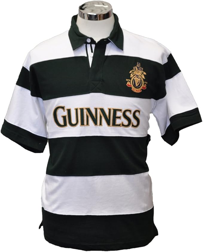 Guinness Bottle/White Striped S/S Rugby Shirt (Small) Amazon.co.uk