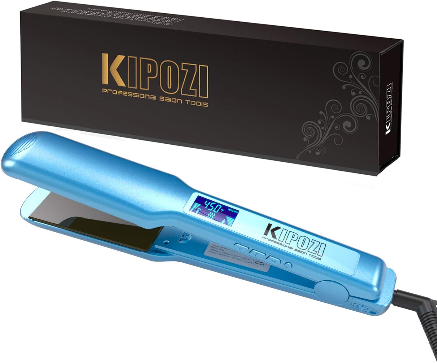 KIPOZI Pro Nano-Titanium Hair Straightener Flat Iron with Digital LCD DisplayDual VoltageInstant Heat UpMother's day Gifts1.75Ã¢â‚¬ï¿½ Wide Plate(White)