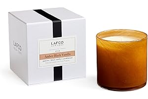 LAFCO New York Signature Candle, Amber Black Vanilla - 15.5 oz - 90-Hour Burn Time - Reusable, Hand Blown Glass Vessel - Made in The USA