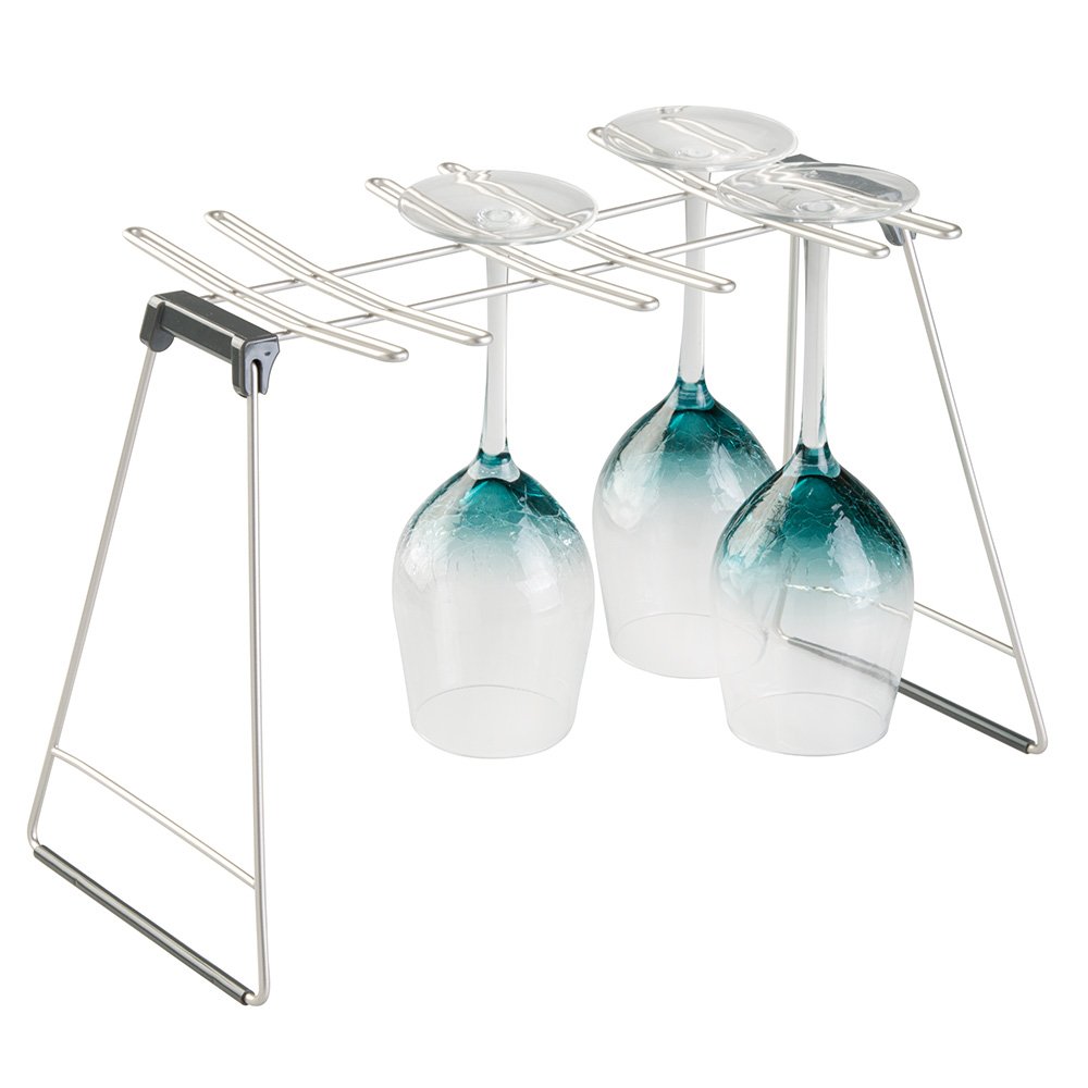 mDesign Wine Glass Drying Rack for up to 6 Wine Glasses Stainless
