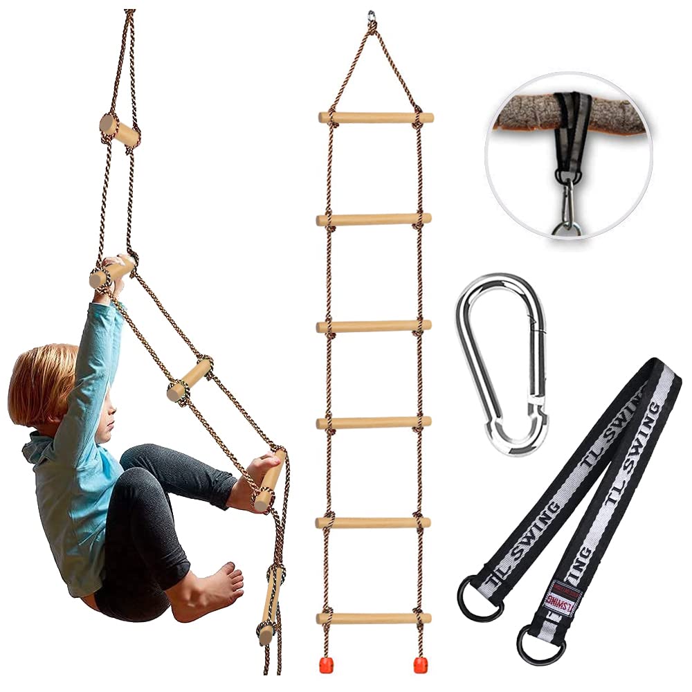 Multifunctional Trapeze Swing, Trapeze with Plastic Rings, Multifunctional Children's Wooden Trapezoidal Rings, Outdoor, Children's Wooden Trapeze Swing with Rings (Grey/1)