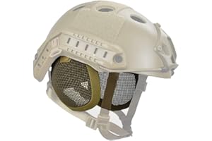 JFFCESTORE Tactical Airsoft Military Paintball Metal Mesh Side Cover with Ear Protection for Fast Helmet (Not Including Helmet)