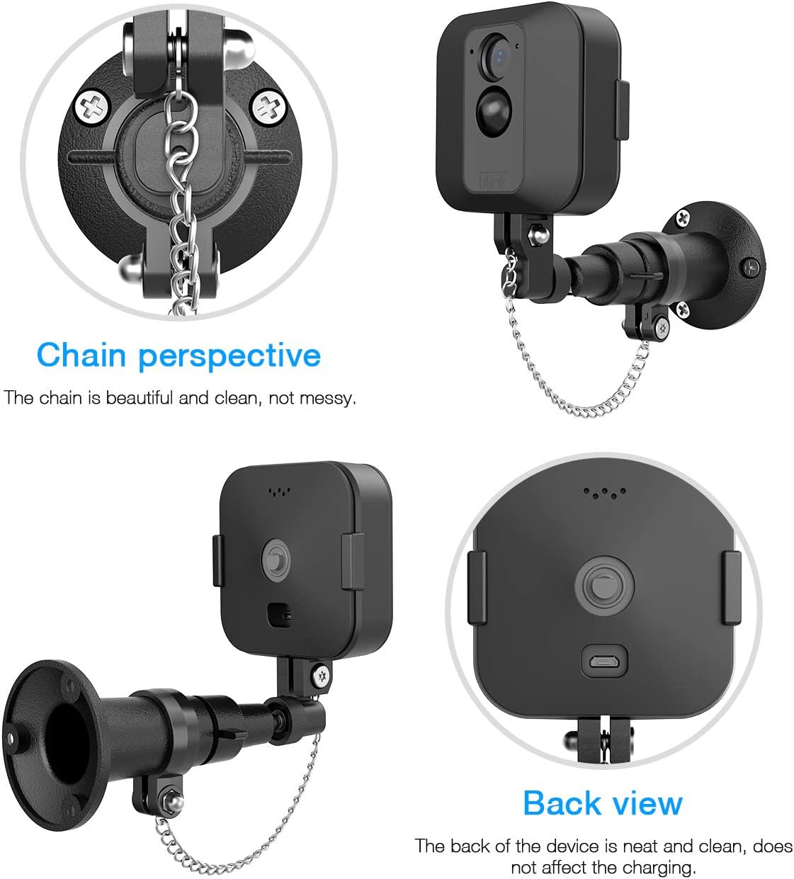 3 Pack AntiTheft Security Chain compatible with BLINK XT wall mount