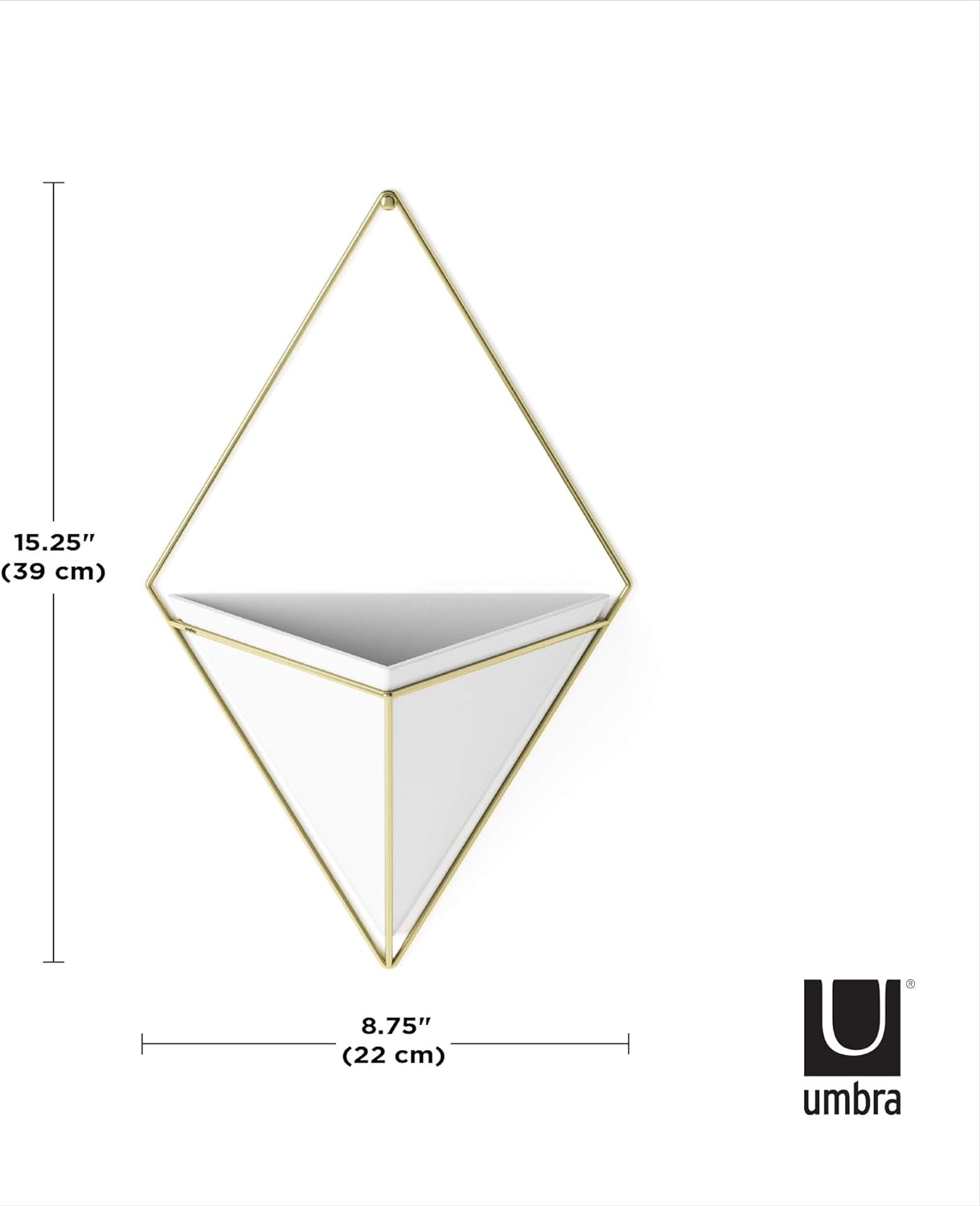 Umbra Trigg Hanging Planter Vase & Geometric Wall Decor Container - Great For Succulent Plants, Air Plant, Mini Cactus, Faux Plants and More, White Ceramic/Brass: Home & Kitchen