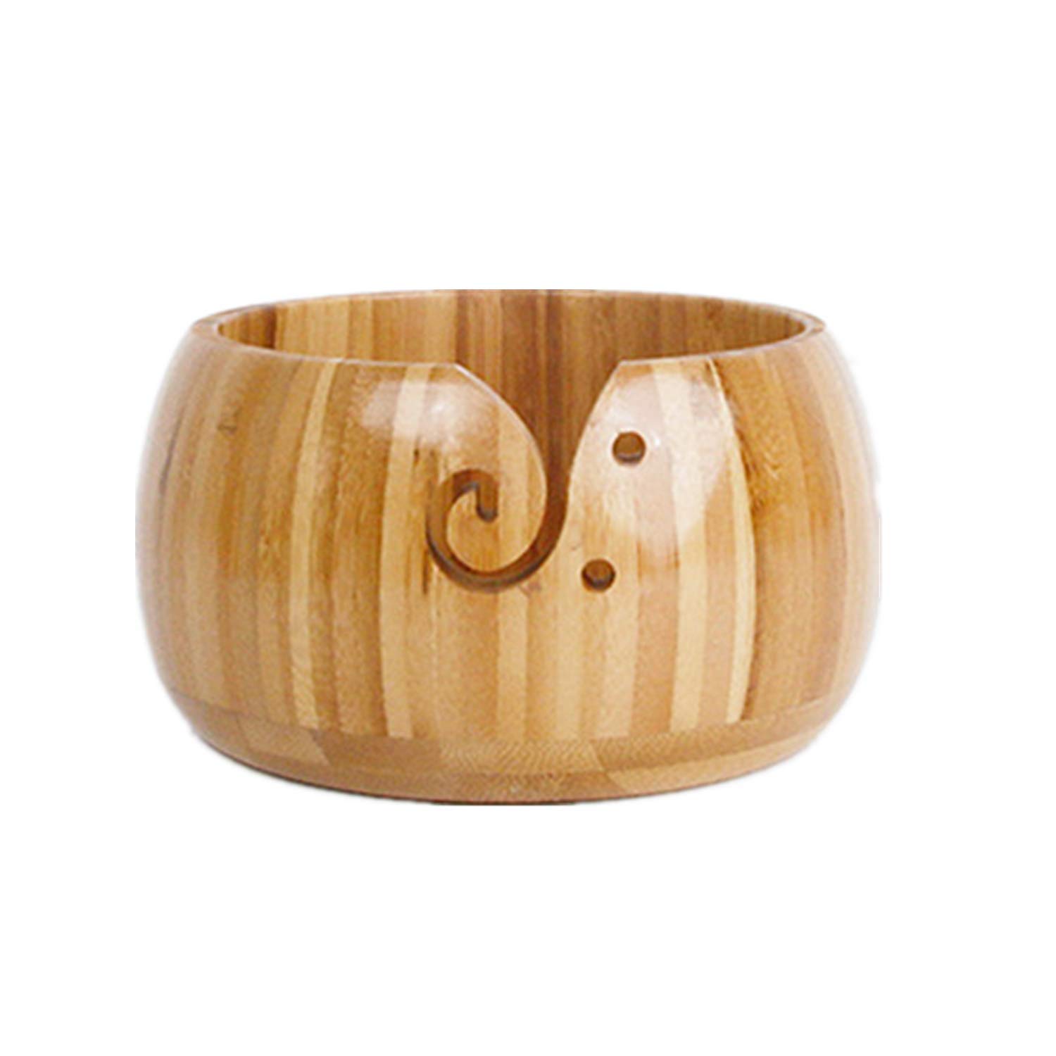 CHSEEO 6.3 Inches Bamboo Yarn Storage Bowl Wool Bowl with Elegant Design Knitting Bowls Crochet Holder Yarn and Thread Holder Knitting & Crochet Accessories #7