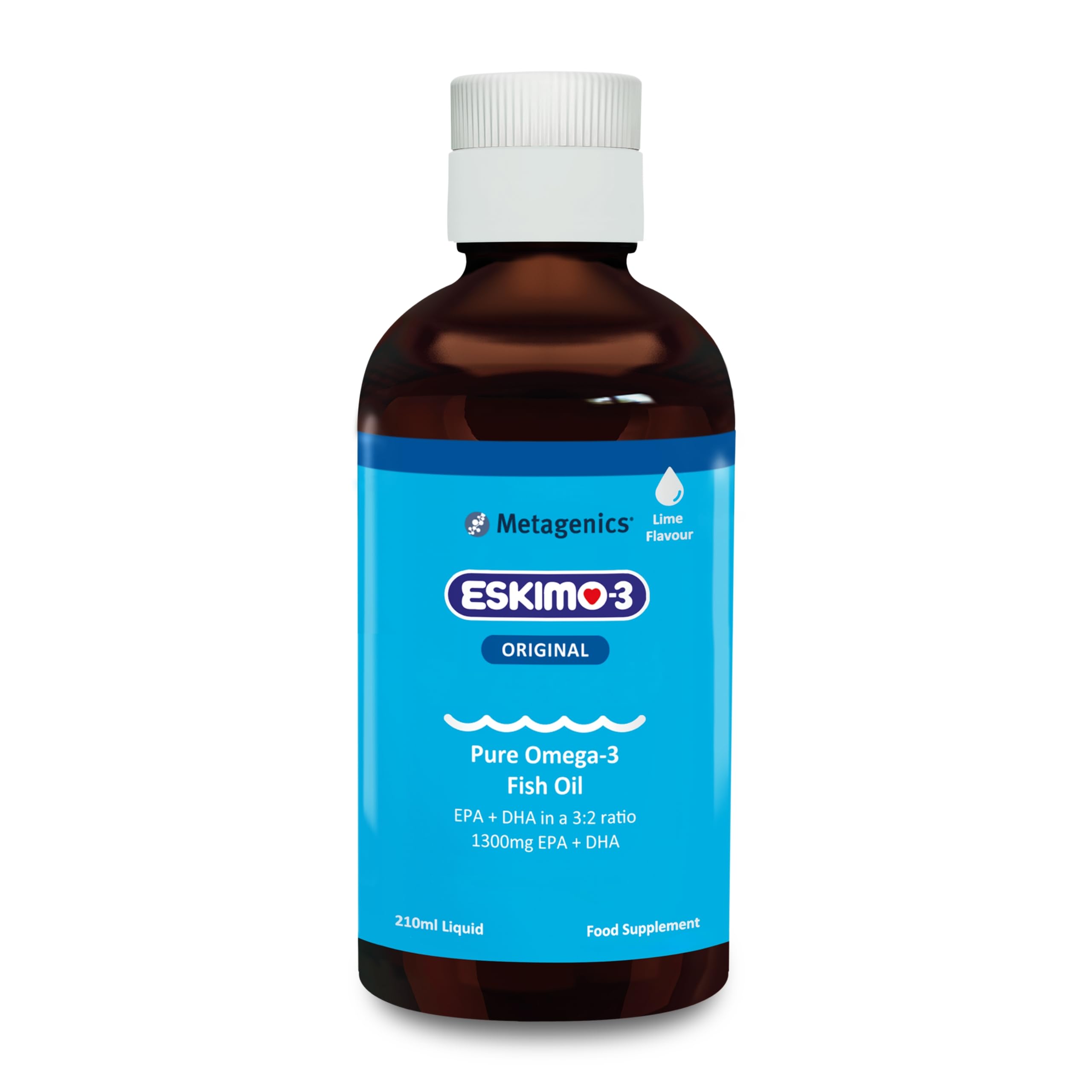 Eskimo-3 Fish Oil Liquid by Metagenics - Source of Omega-3 and Essential Fatty Acids EPA & DHA - Lime, 210ml