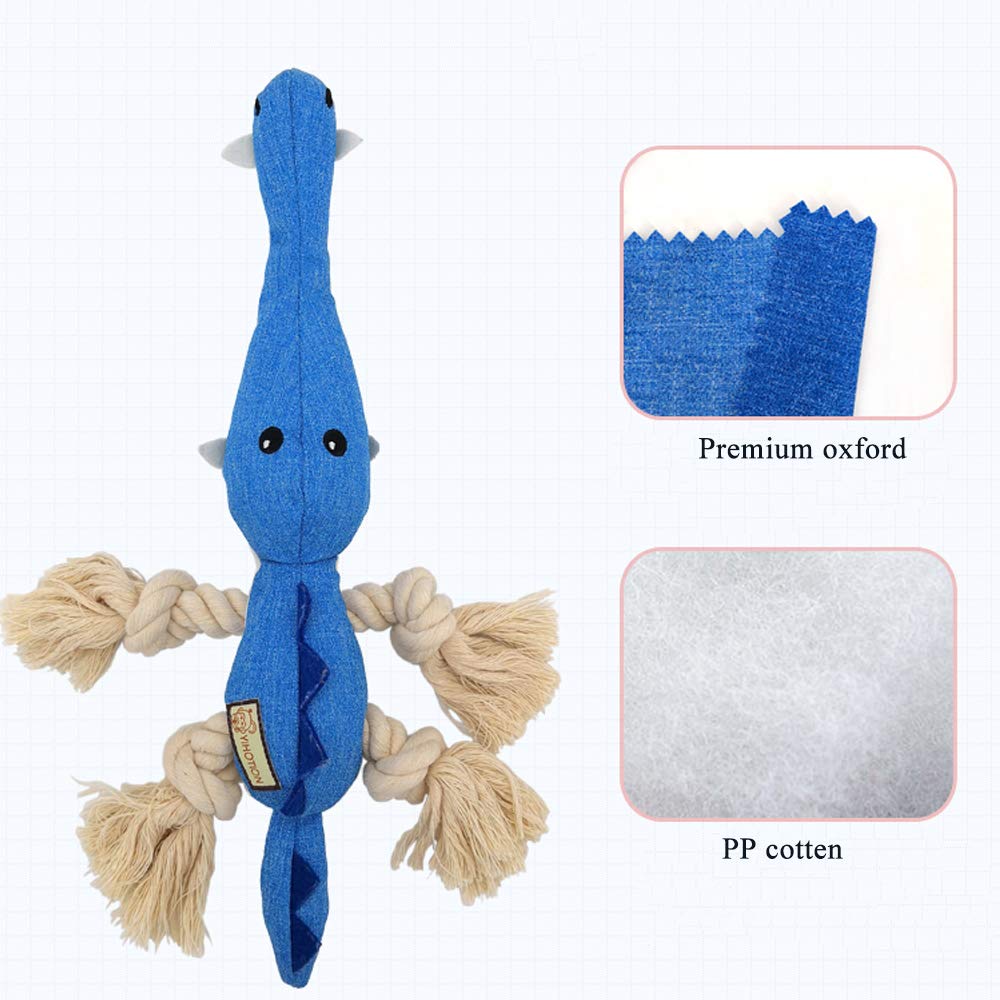 AXEN Cute Durable Cotton Rope Squeaky Boar Shaped Dog Toy for Aggressive Chewers, Grey Boar