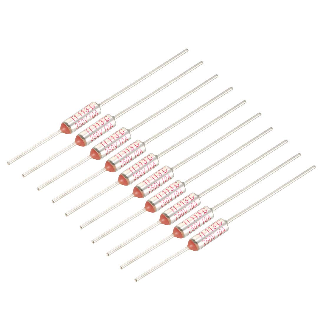 Sourcingmap 250V 10A 113℃ Celsius Circuit Cut Off Temperature Thermal Fuse 10 Pcs