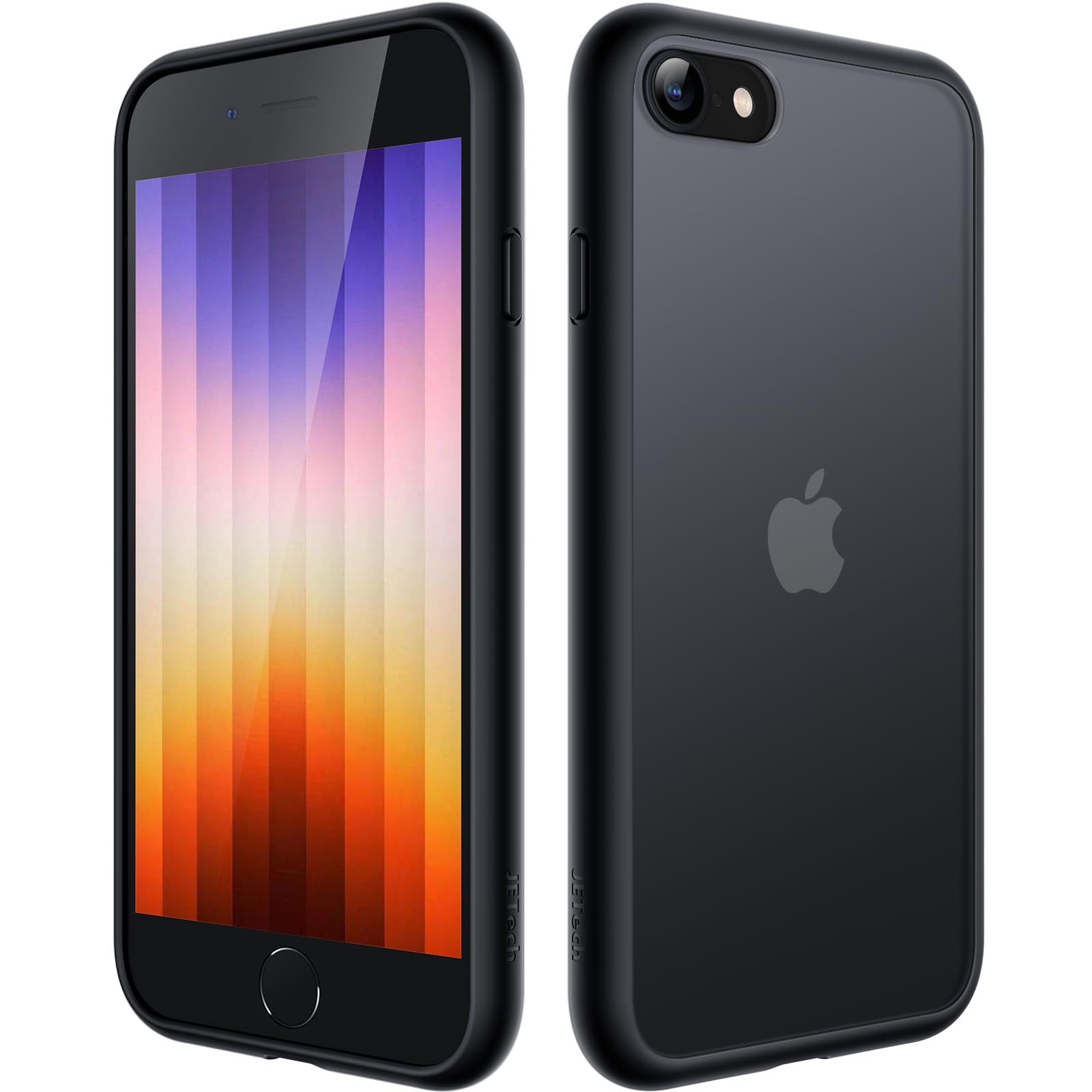 JETech Matte Case for iPhone SE 3/2 (2022/2020), iPhone 8/7, 4.7-Inch, Shockproof Military Grade Drop Protection, Frosted Translucent Back Phone Cover, Anti-Fingerprint (Black)