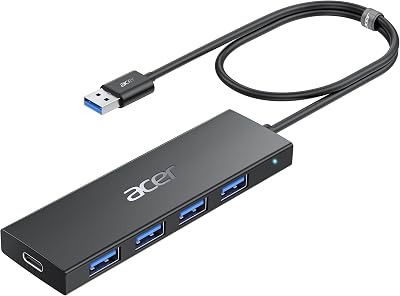 Acer USB Hub 3.0 4 Port Ultra Slim Type C Powered Splitter Extender 60cm