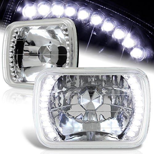 7"x6" H6014 H6052 H6054 White LED DRL Chrome Crystal Square Headlights