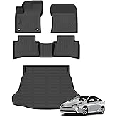 AZYT Floor Mats & Cargo Liner for 2016-2022 Toyota Prius（Not for Prius Prime/Prius c/Prius v）, All Weather Automotive TPE Floor Liners Set Waterproof Accessories Black