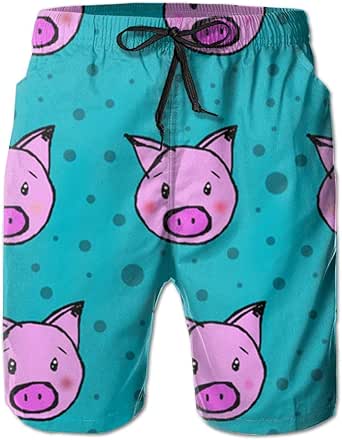 Emild Bañador para Hombre Cerdos y Lunares Shorts de Playa de Surf de