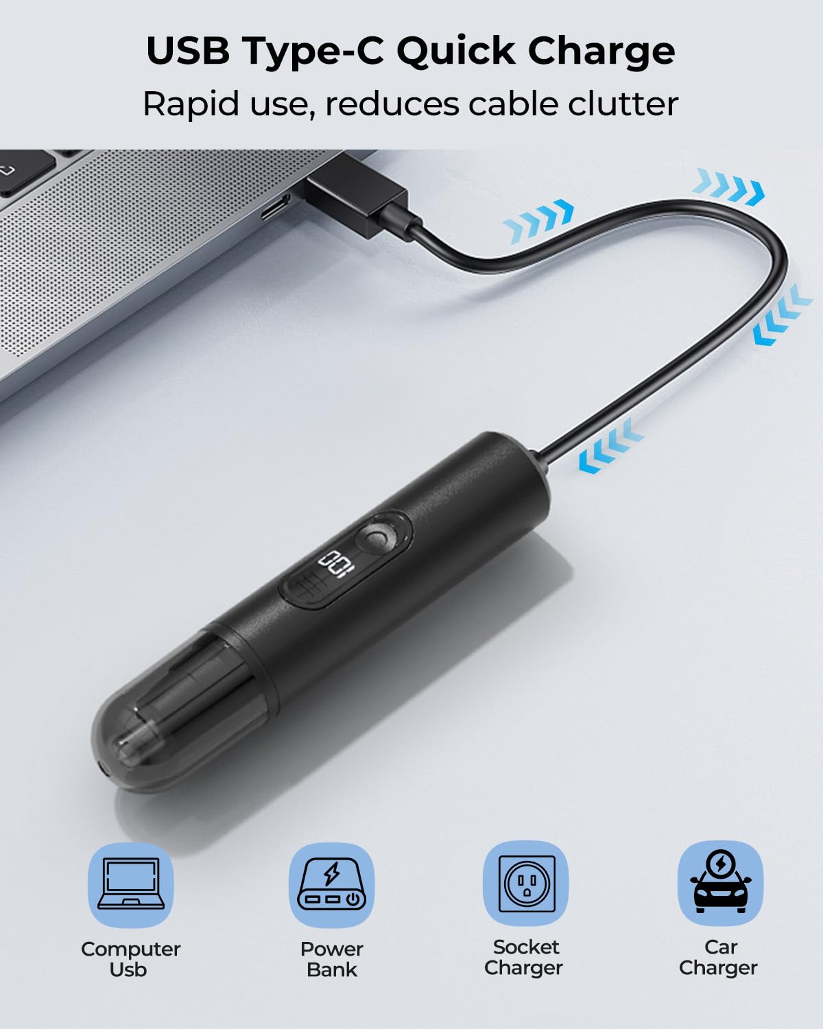 SUERBEATY Nose Hair Trimmer for Men Rechargeable, Electric Nose and Ear Hair Trimmer, Professional Nose Clipper, LED Display, Waterproof, Portable Travel Size, Painless, Black