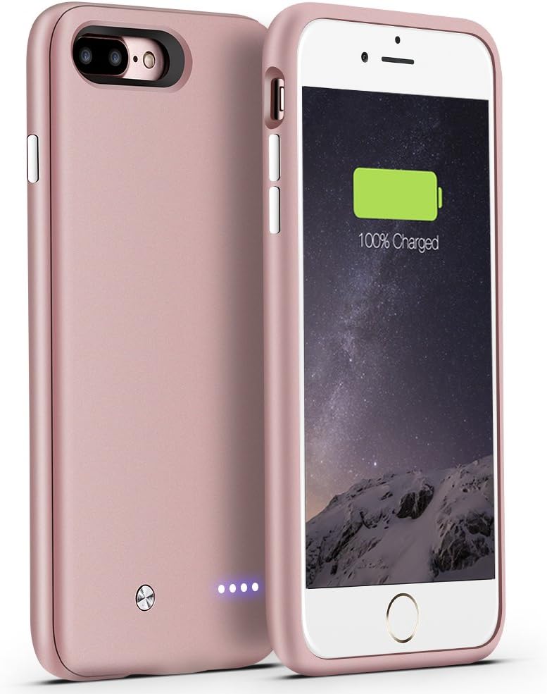 iPhone 7 Plus Battery Case,U-good 4880mAh Ultra Slim(0.52 in) Lightweight(3.9oz) Portable Charger for iPhone 7Plus(5.5 inch) w/ Lighting Port Case Charger Extended Battery Pack Power Cases-Rose Gold