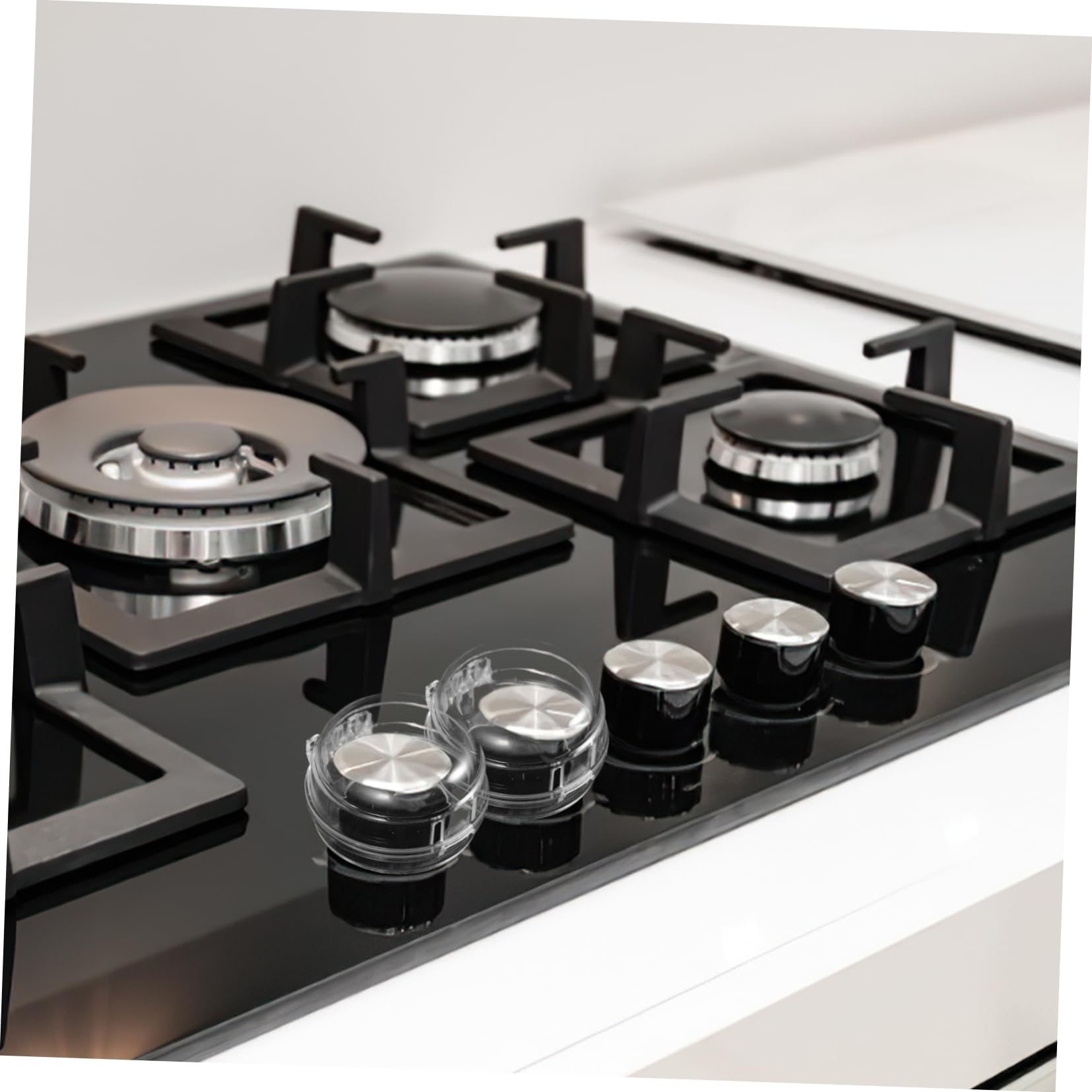 Yardwe 6Pcs Safety Stove Knob Cover Transparent Button Protector for Gas Burners Easy to Use Childproof Lock for Home Appliances Fits Buttons