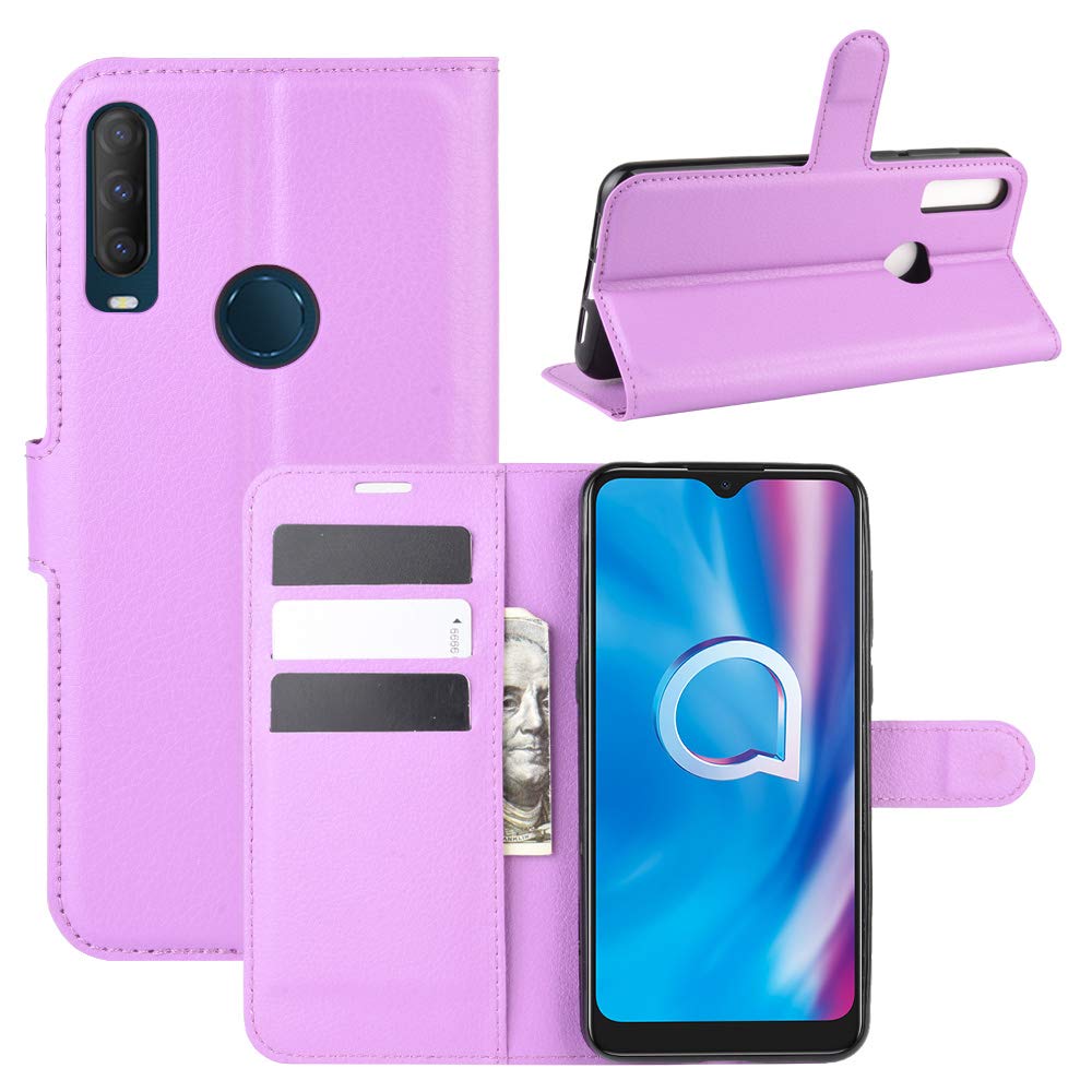 HualuBro Alcatel 3L 2020 Case, Alcatel 1V 2020 Case, Alcatel 1S 2020 Case, Premium PU Leather Magnetic Shockproof Wallet Folio Flip Case Cover with Card Holder for Alcatel 3L 2020 Phone Case (Purple) โ image 1