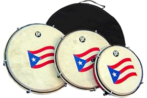 DP Music Set de Panderos - Pleneras PVC Drums with Puerto Rico Flag - Nylon Carrying Case Included (DP-PLENERA-S)