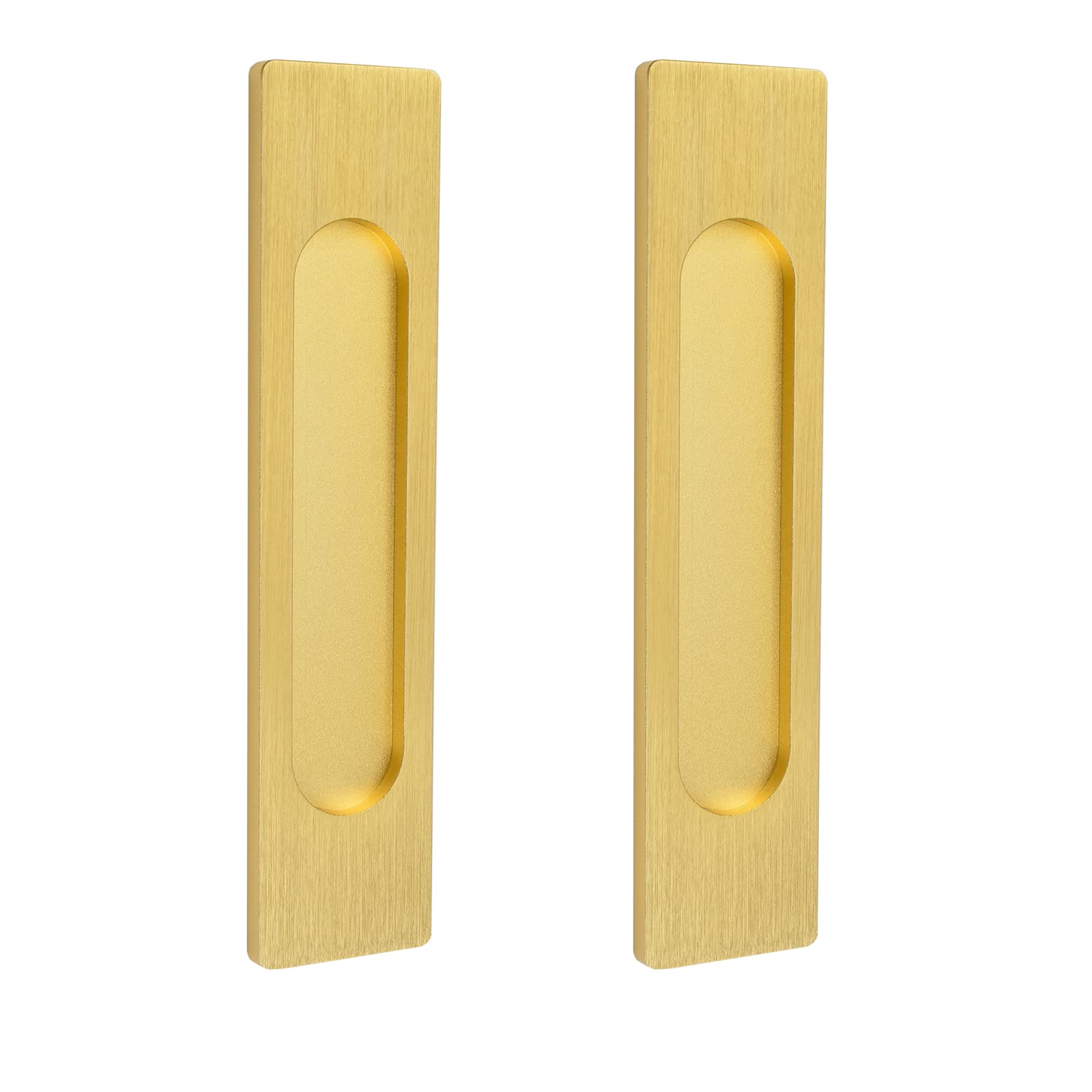 MOROBOR Self-Stick Rectangular Sliding Door Pulls, 2pcs Matte Black Aluminum Alloy Flush Pull Punch-Free Handle for Sliding Barn Door Windows Cabinets (Brushed Gold) — image 1