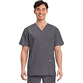 Cherokee Men's V-Neck Top Traditional fit with 4 Pockets, Ultra Soft, Durable, Fade Resistant, 2-Way Stretch Fabric - WW695