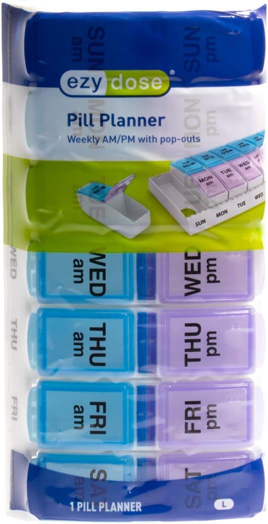 Ezy Dose Weekly AM/PM Travel Pill Organizer and Planner │ Removable AM/PM Compartments │ Great for Travel (Small): Health & Personal Care