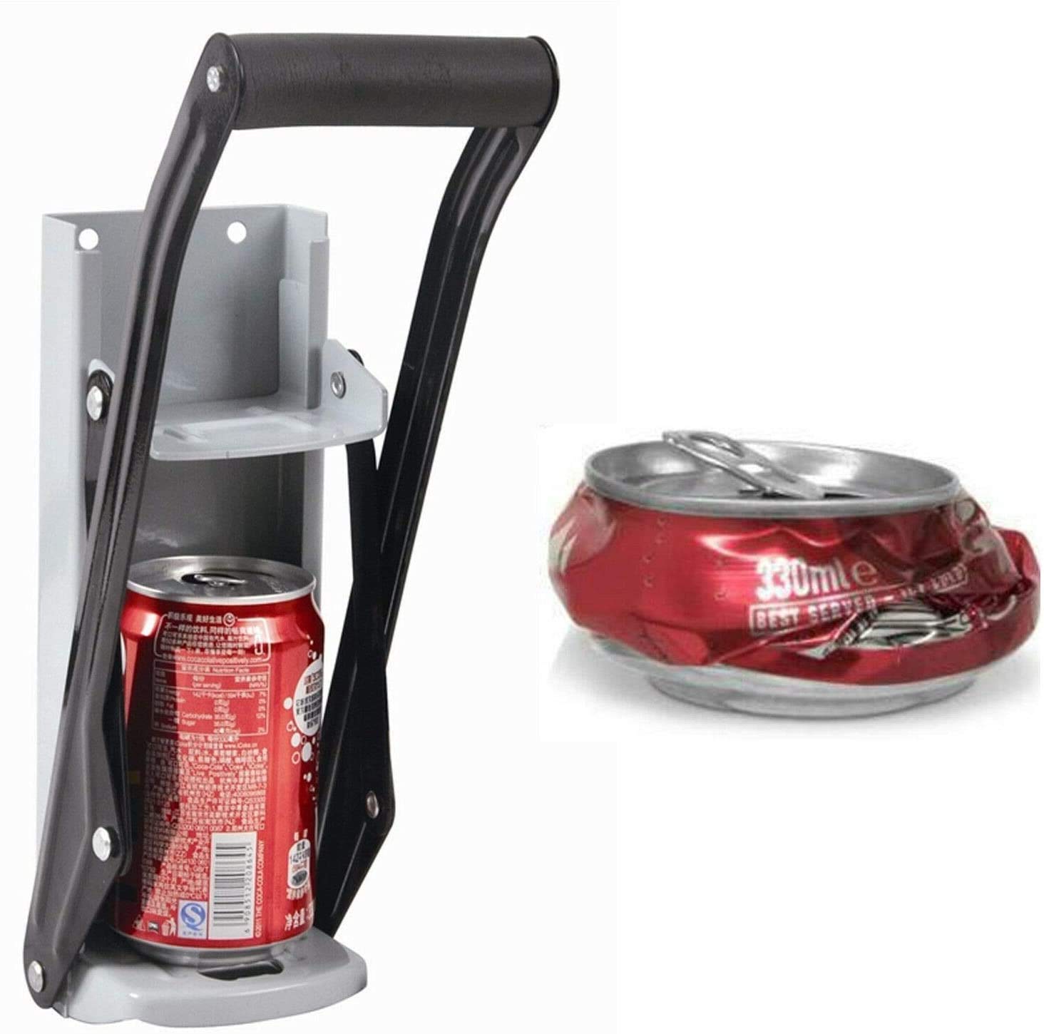 Wall Mounted 500ml Large Beer Tin Can Crusher with Comfortable Handle and Handy Bottle Opener, Tin Can Crushers for Recycling, Can Squasher, Can Crusher UK, Bar Accessories, Man Cave