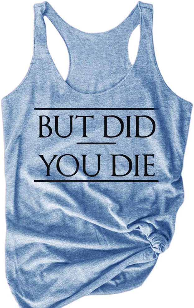 UZZE Womens Summer BUT DID You DIE Tank Tops Sleeveless Racerback Letter Print Graphic Tees