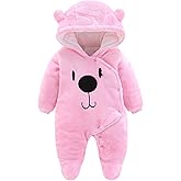 Fairy Baby Newborn Baby Snowsuit Bear Outfit Footie Romper Winter Thick Fleece Jumpsuit Infant Coat for Girls Boys 0-12M