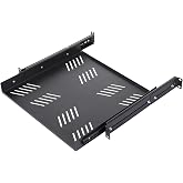 Otoolling 1 Pcs 1u Sliding Rack Shelf, Adjustable Mounting 15-29 Inch Depth | Standard 19 Inch 4-Post Server Rack, Vented Cantilever Shelf,Support up to 40 LBS Network Cabinet, AV Racks IT Equipment