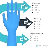 UNIGLOVES PRO.TECT Blue Nitrile Gloves Large Box of 100 Extended Cuff view 7
