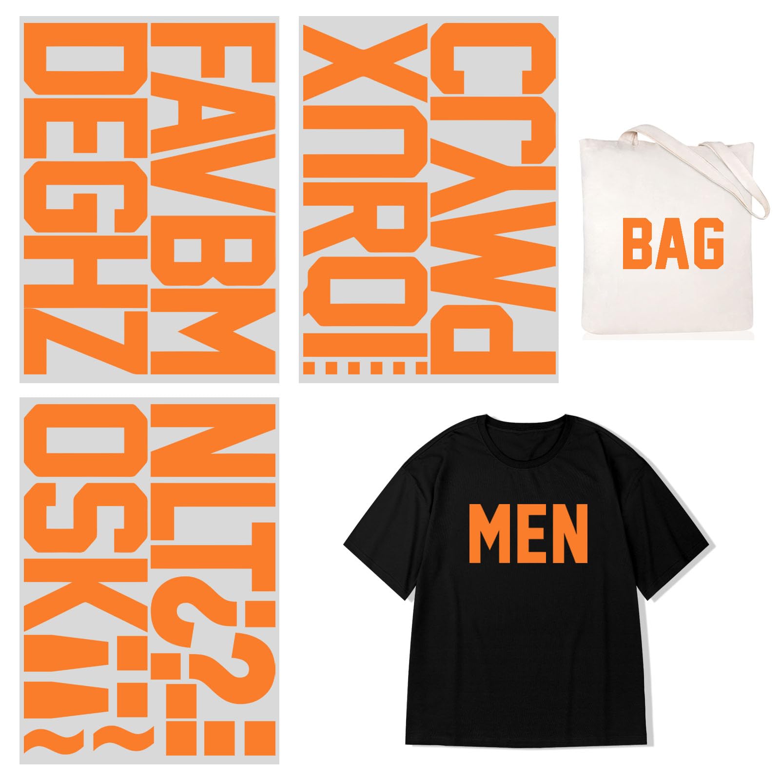 Photo 1 of 4 Inch Iron On Heat Transfer Letters Alphabets Fabric Vinyl DIY for Sport Jerseys T Shirts Clothes Slogan Printing Crafts Decoration (Orange)
