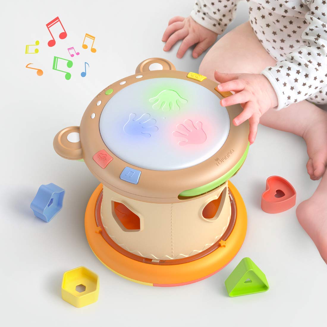 tumama Baby Musical Toys,3-in-1 Baby Musical Drum Instruments Sensory Toy with Light and Sounds,Activity Music Cube Toys for Kids,Baby Early Learning Sound Toys Gift for Toddler Infant