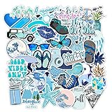 Cute Girl Blue Laptop Stickers 50pcs, Lovely Trendy Kids/Teen Vinyl Computer Waterproof Water Bottles Skateboard Luggage Decal Graffiti Patches Decal