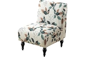 Buenanir Armless Accent Chair Cover Stretch Spandex Slipper Chair Covers Removable Non-Slip Silp Cover for Accent Chairs Without Arms for Living Room Hotel, Set of 1, Yellow Leaves